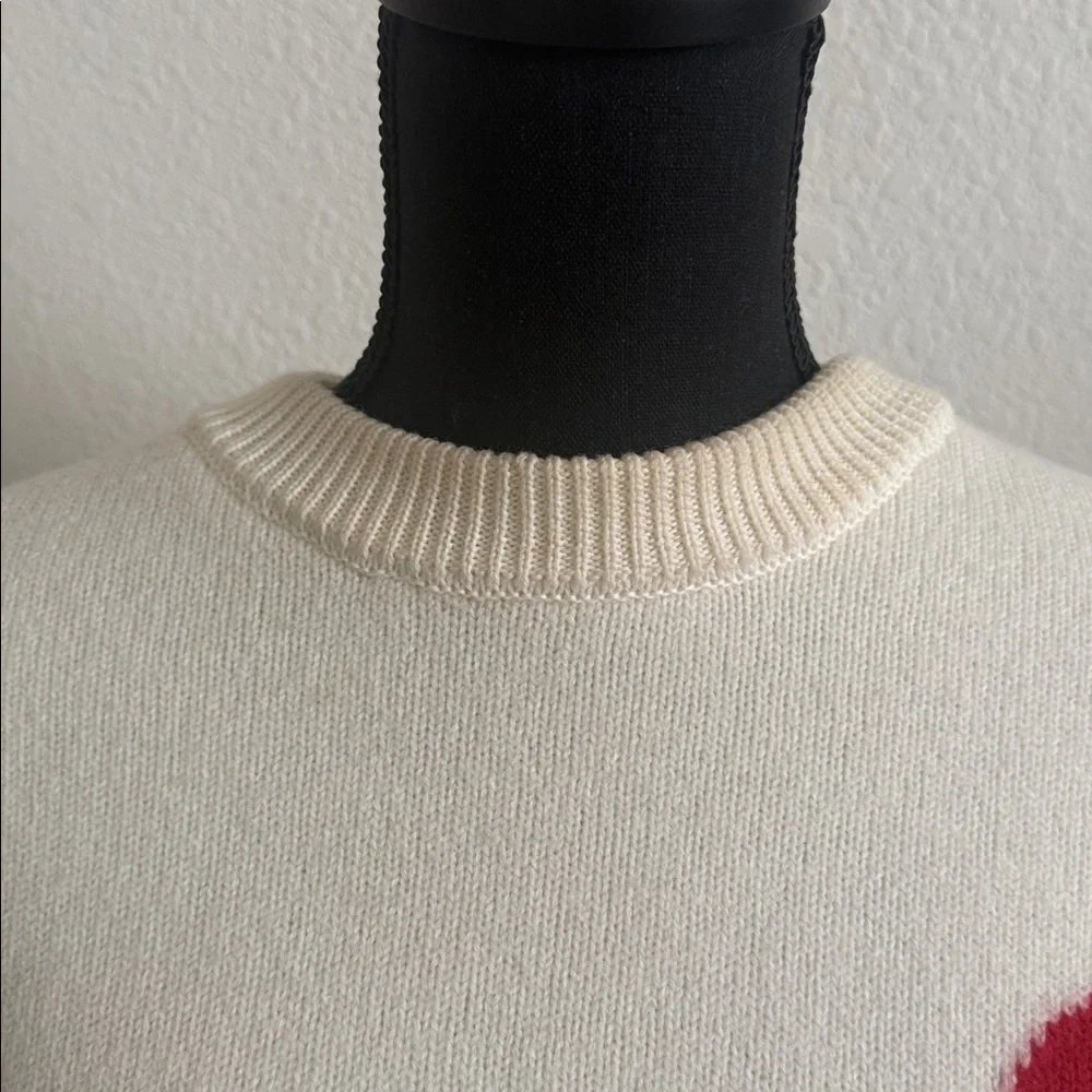 Ami Alexandre Mattiussi Cream Sweater with Red Heart - Picture 6 of 11